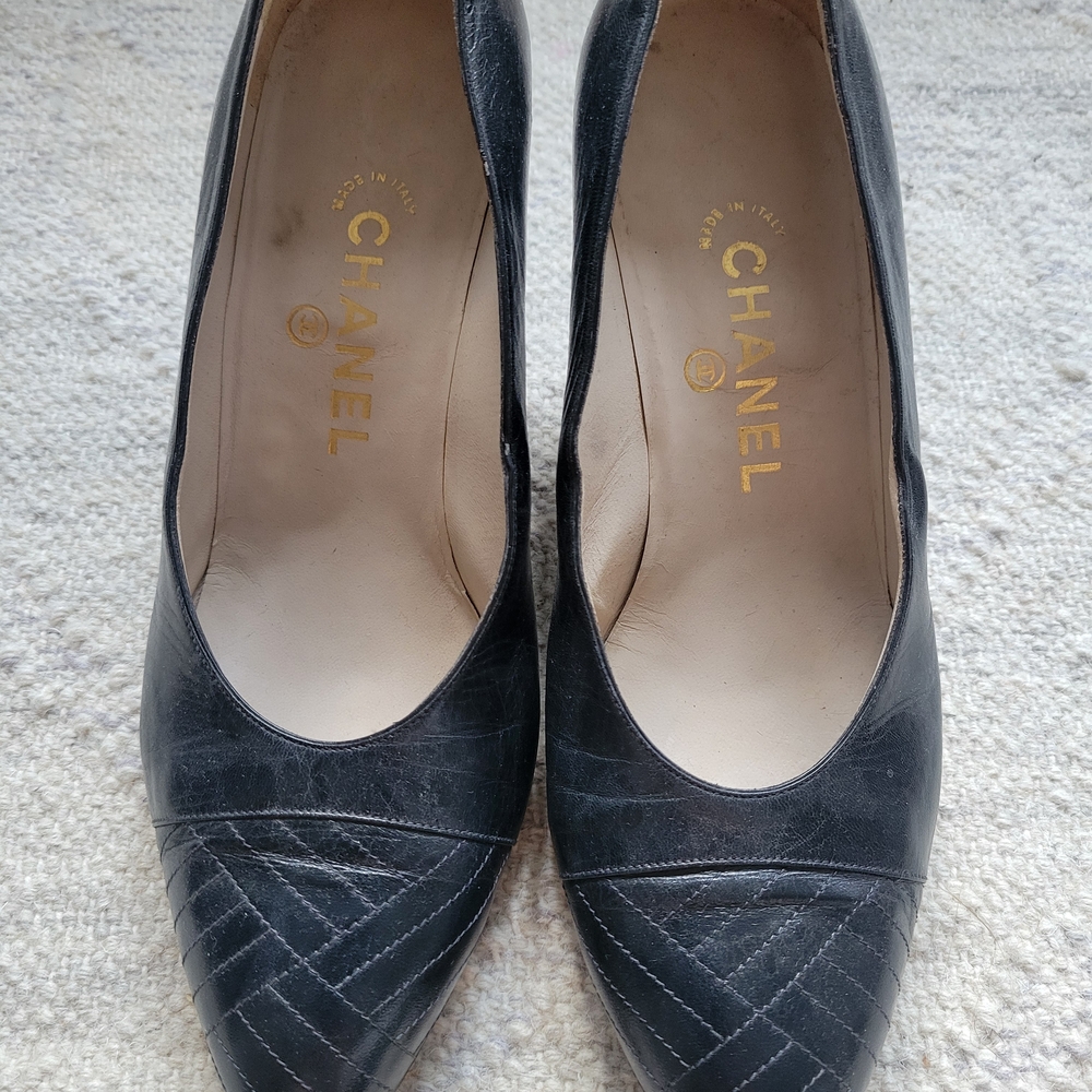 Chanel Black Leather Heels